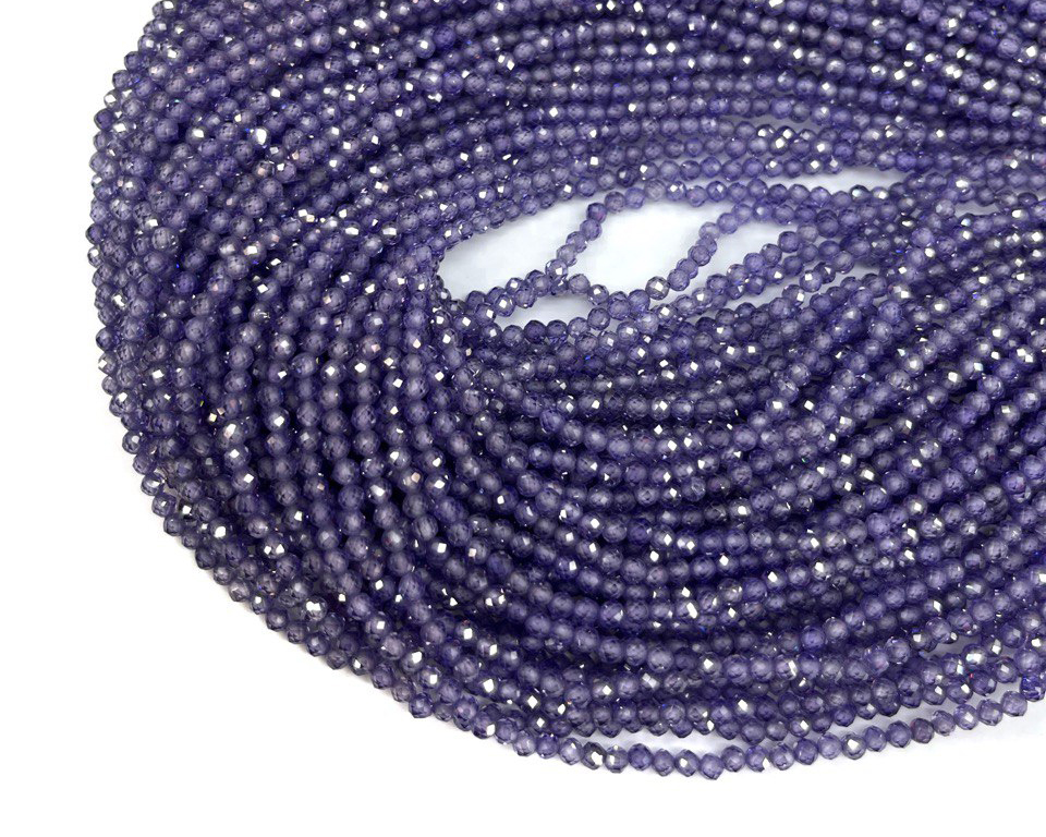 Бусины Циркон натуральный ювелирной огранки размер 2мм цвет фиолетовый