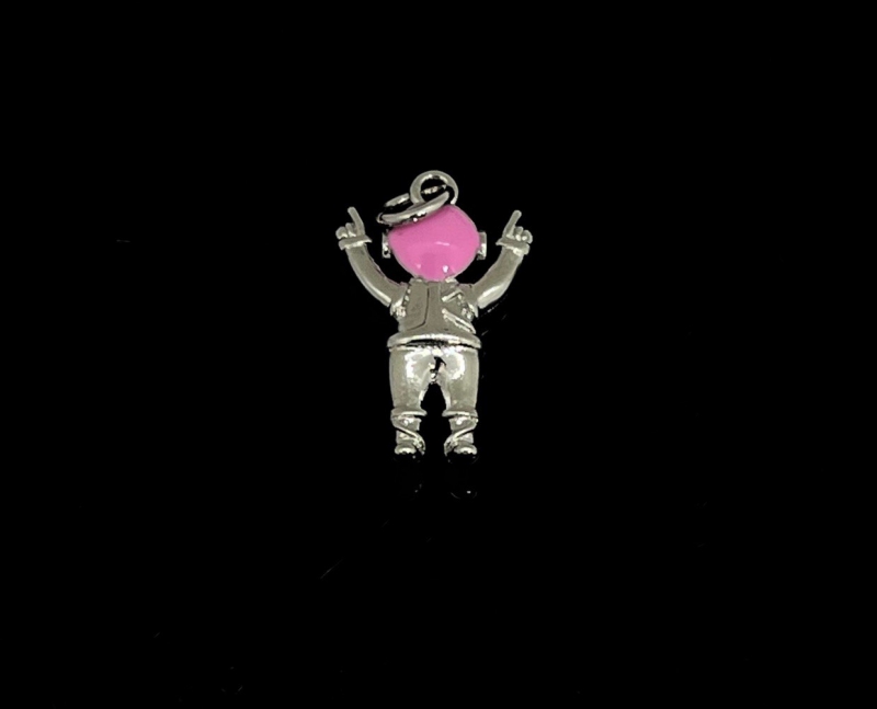 Подвеска Космонавт с розовой эмалью цвет серебро размер 20*12мм