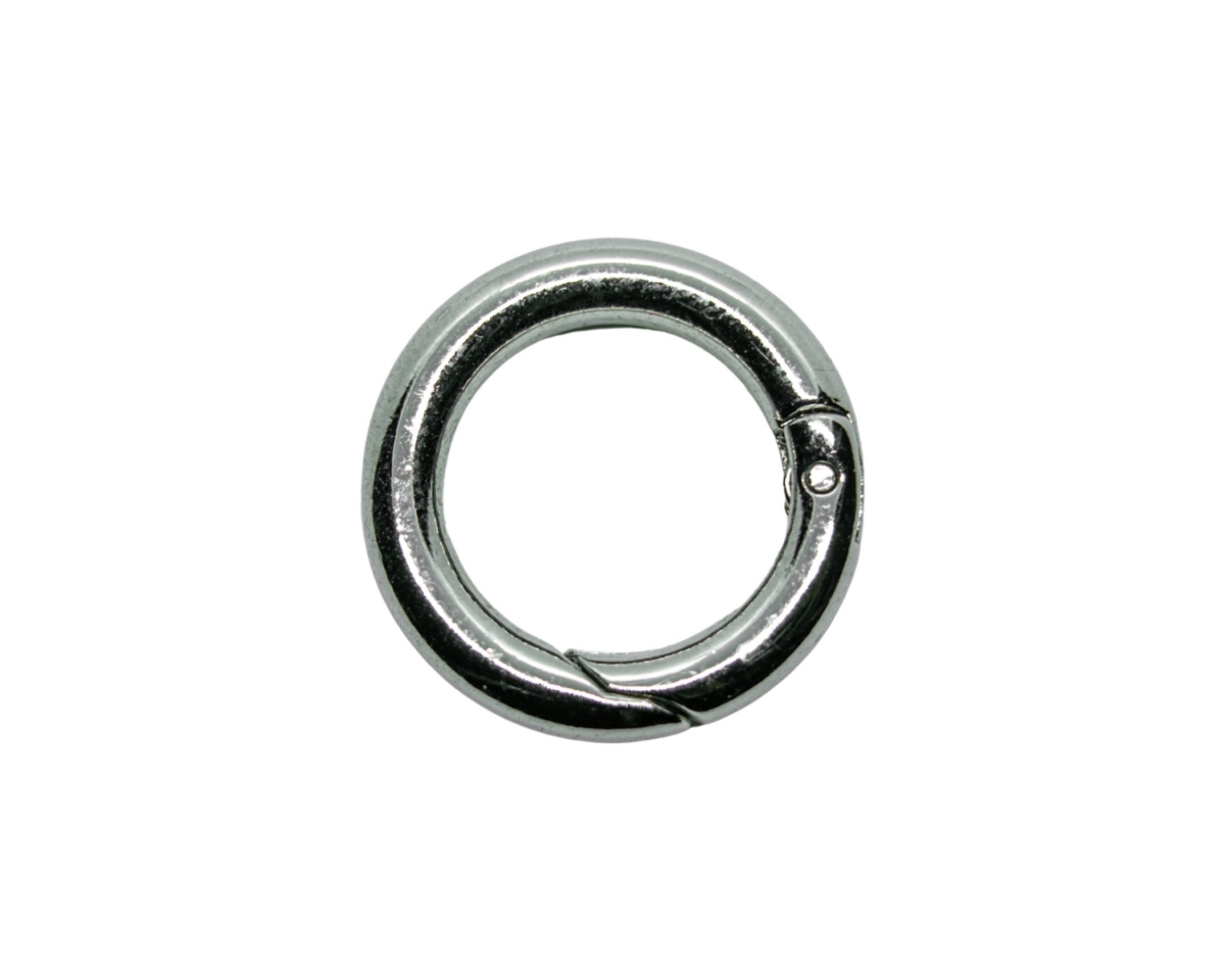 Замочек-карабин кольцо; цвет серебро, 18мм