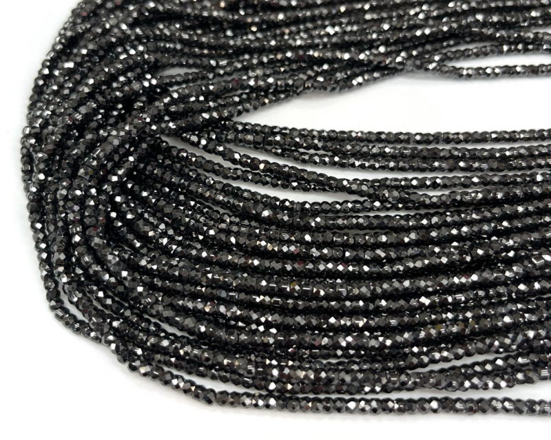 Бусины Циркон натуральный рондель ювелирной огранки размер 2*3мм цвет черный Черный