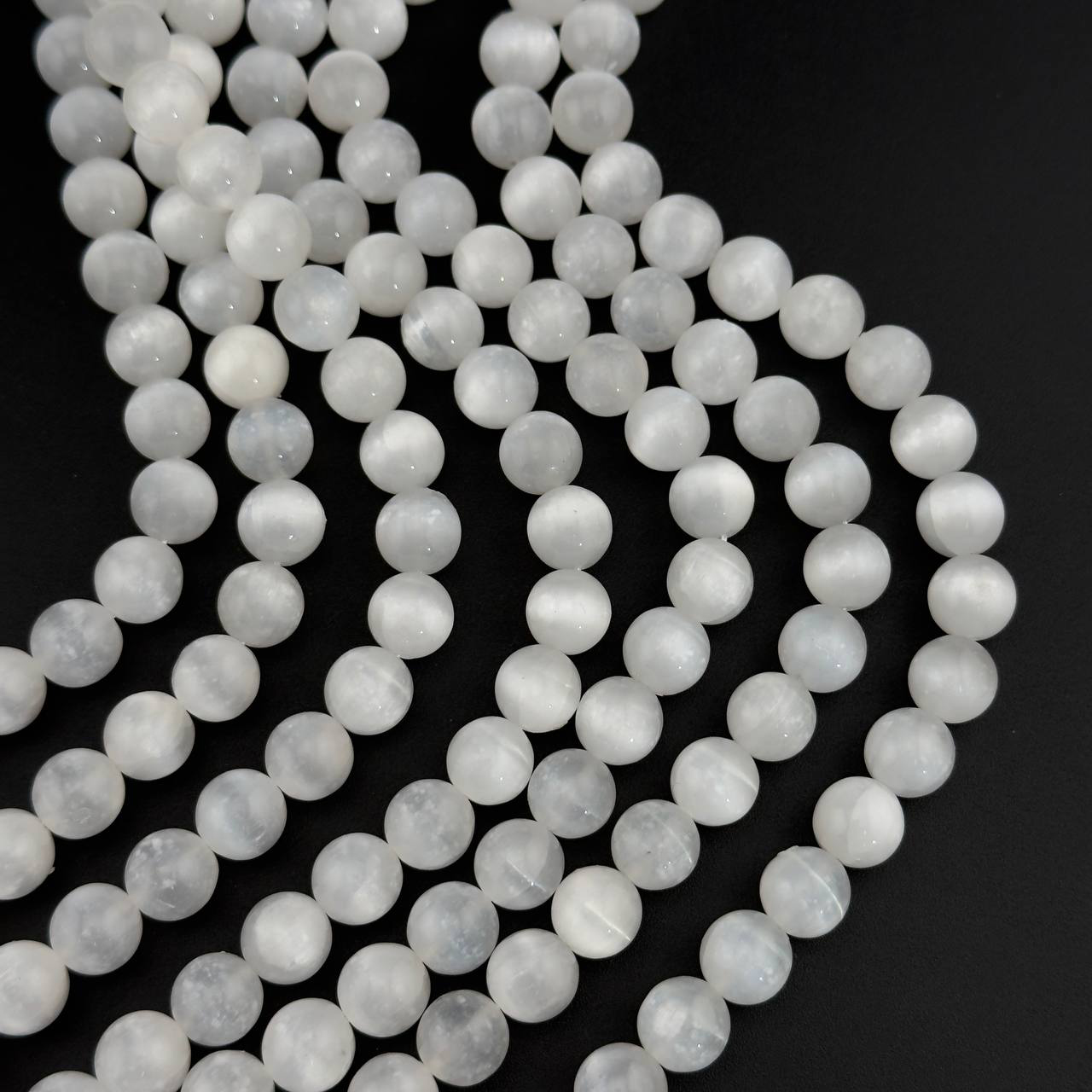 Бусины Селенит размер 4мм 6мм, 8мм, 10мм натуральный камень