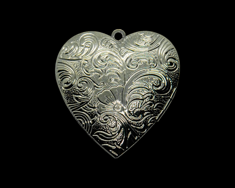 Кулон крупное сердце для фото цвет серебро 42*39мм