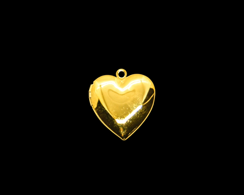 Кулон сердце для фото цвет золото 25*23мм